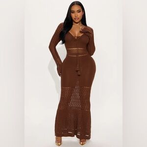 Clarissa Crochet Maxi Dress - Chocolate